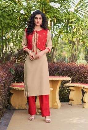 Tunic House Nutan Cotton Embroidery Kurti With Jacket Low Rate Catalog