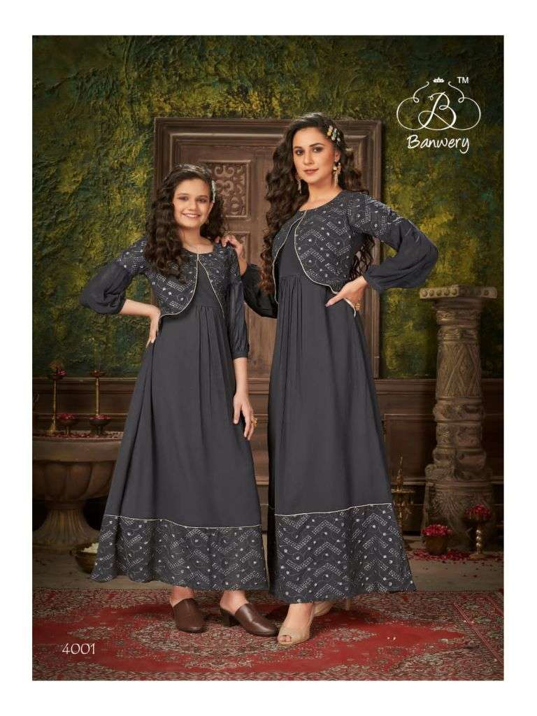 Banwery Me & Mom Vol 4 Mother-Daughter combo Long Gown Wholesale Kurtis