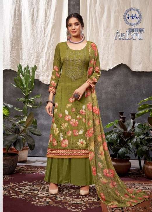 Harshit Aabru French Crep Printed Dress Material catalog