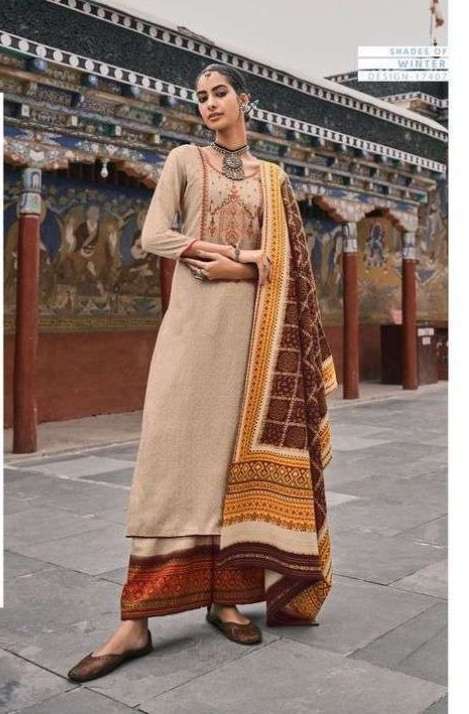 Tanishk Leh Pashmina Print With Embroidery Work Dress Material