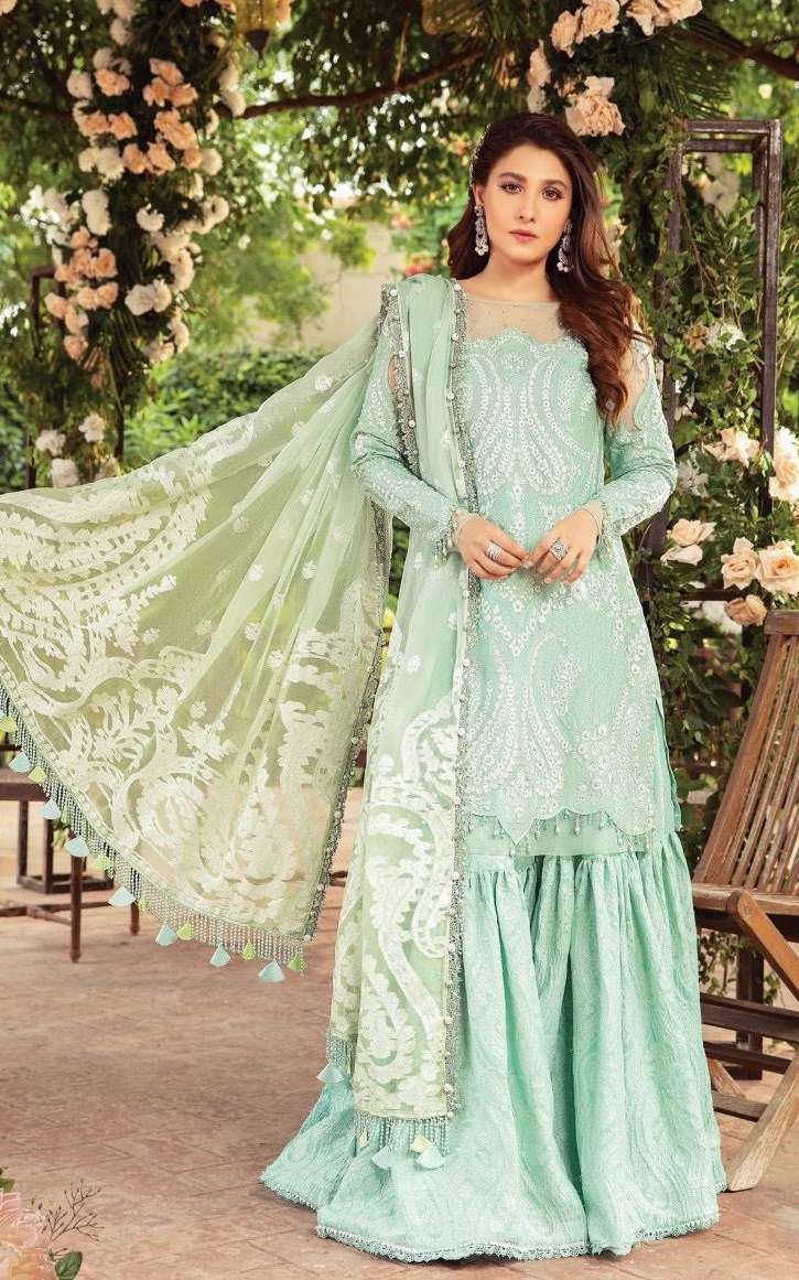 Zarqash Sateen Maria B Fox Georgette Pakistani Suits catalog 