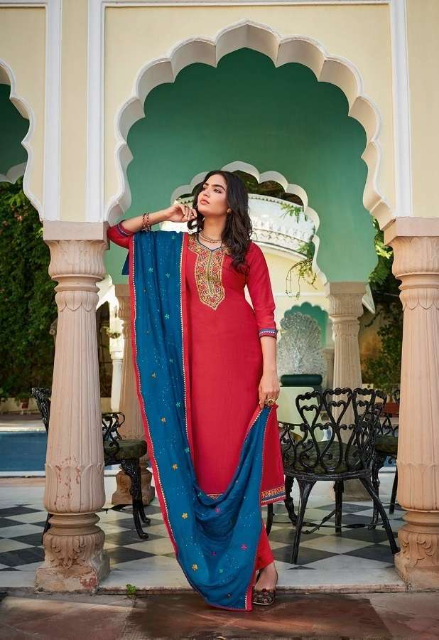 Kalarang Mirela Fancy Silk Embroidery Festive Wear Dress Materials Catalog