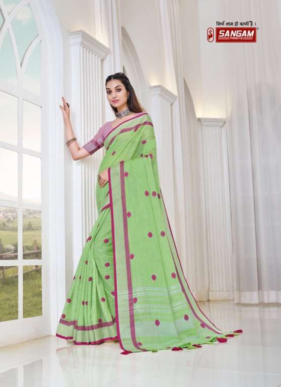 Sangam Aliaa Linen Festive Wear Embroidery Saree Catalog