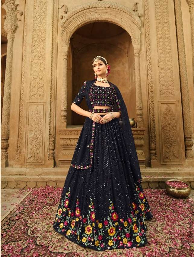Blue Color Exclusive Wear Bridal Lehenga Choli Wholesale