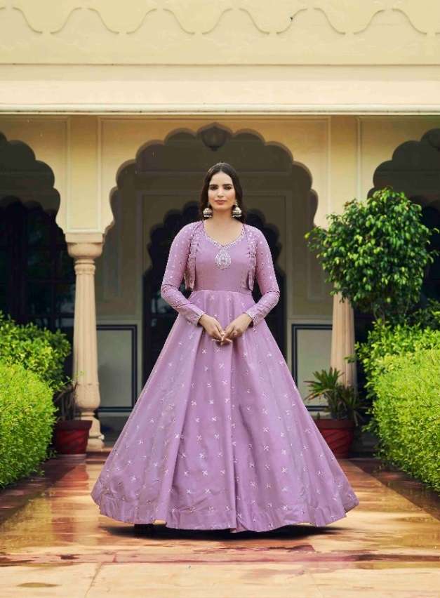 Light Purple Color Exclusive Wear Anarkali Gown Wholesale