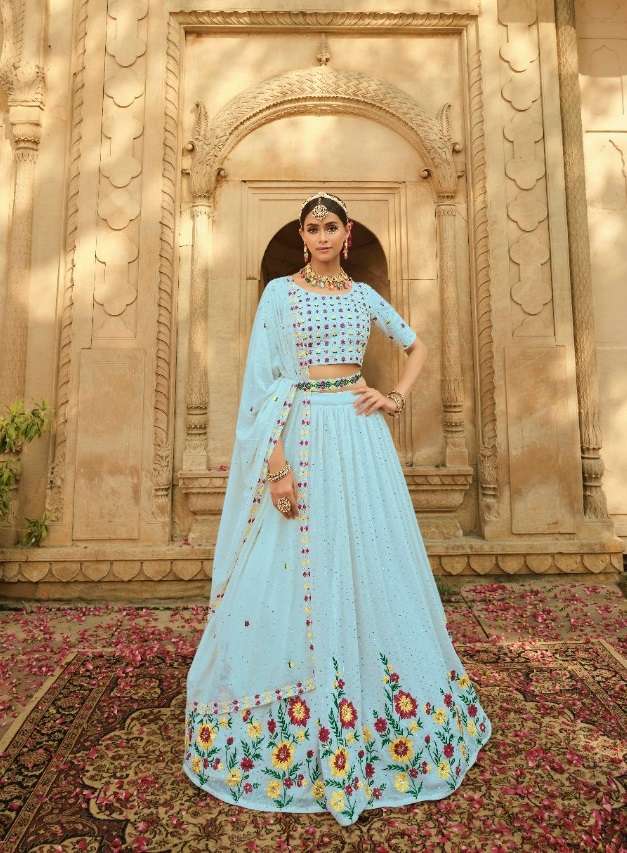 Sky Color Exclusive Wear Bridal Lehenga Choli Wholesale