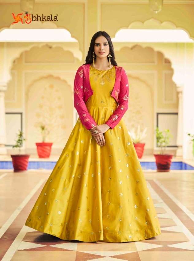 Yellow Rani Multi Color Exclusive Wear Anarkali Gown Wholesale