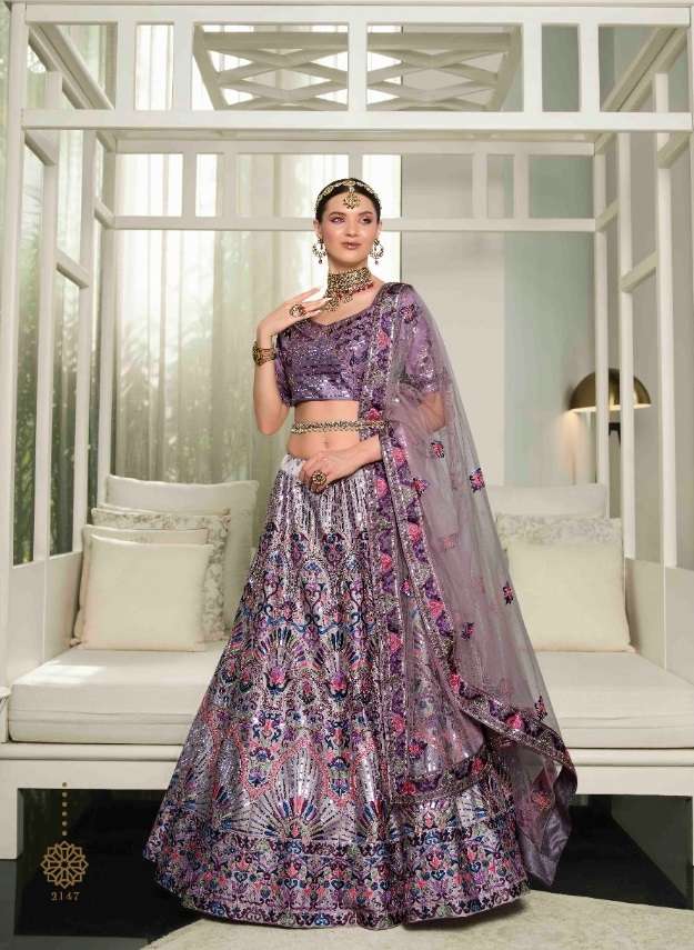 Dusty Purple Color Wedding Wear Exclusive Lehenga Choli Wholesale