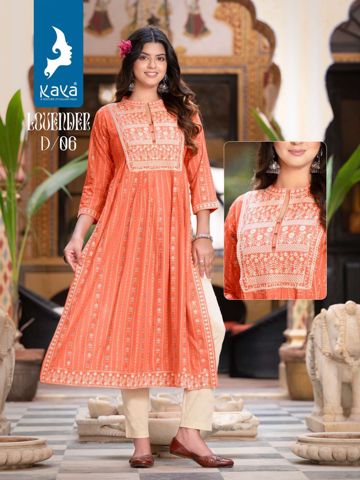 STRAWBERRY BY KAYA KURTI BRAND PURE COTTON WITH FANCY PRINT FROCK STYLE  LONG TOP WHOLESALE AND DEALER
