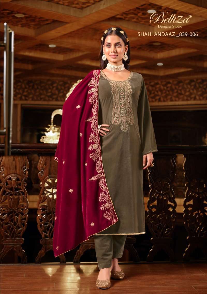 Belliza Shahi Andaaz Premium Valvet Dress Material Wholesale market in SURAT