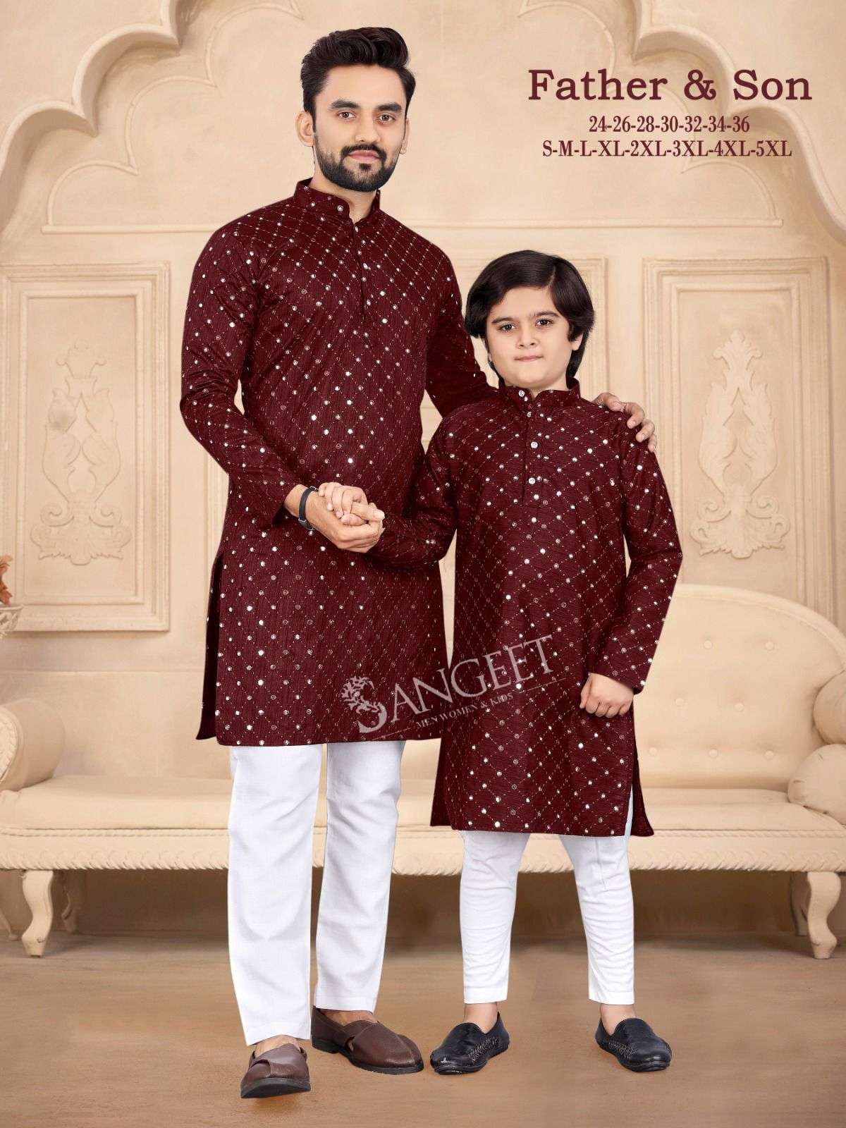 Father And Son 3 Silk Short Kurta Combo Wholesale price in india kurtas
