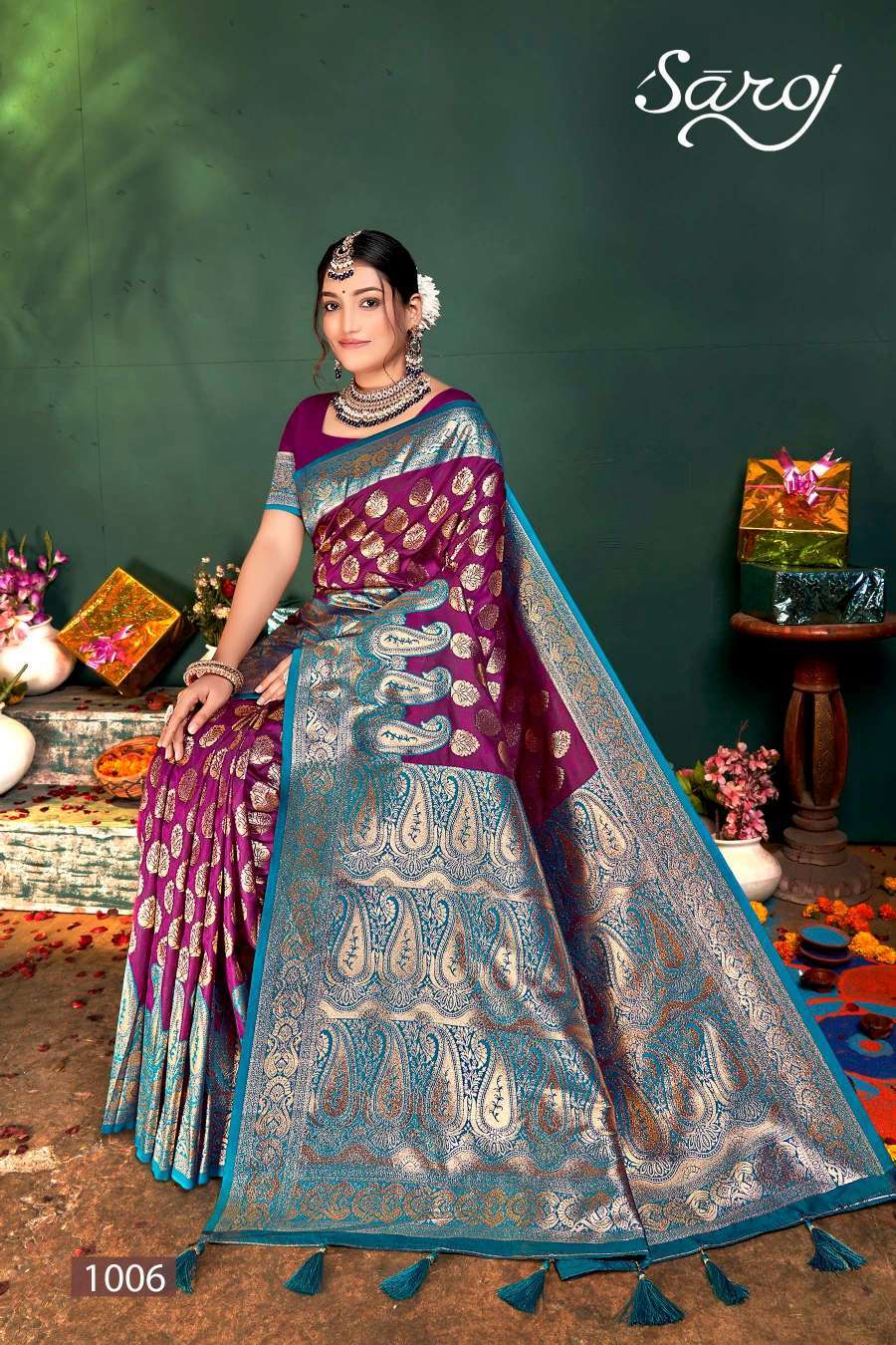 Saroj Sonpari Designer Silk Jacquard design Saree Wholesale Saree  manufacturers in SURAT