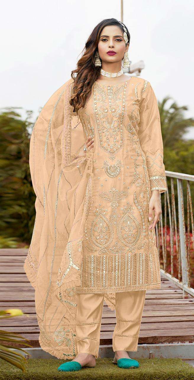 Motifz 1046 Pure orgnaza with embroidery & khalti work with inner Salwar Kameez Wholesaler in Surat