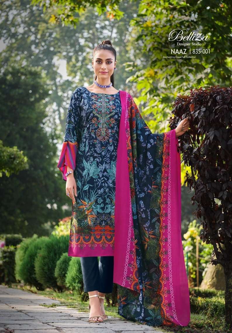 Belliza Naaz Pure Crepe Designer Dress Material Wholesaler in Surat