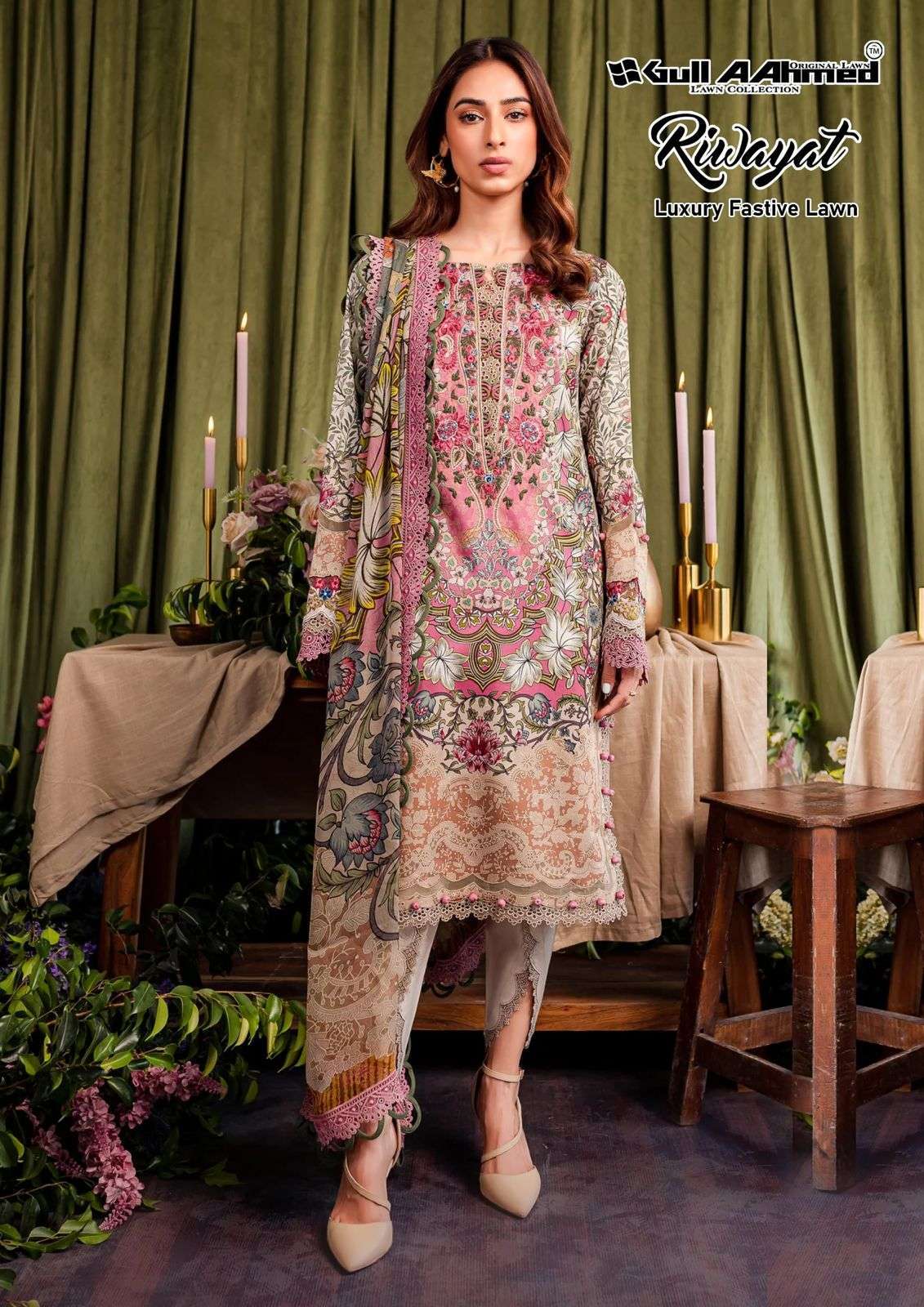 Gull A Ahmed Riwayat Vol 5 Lawn Cotton Dress Material Wholesale market in Surat