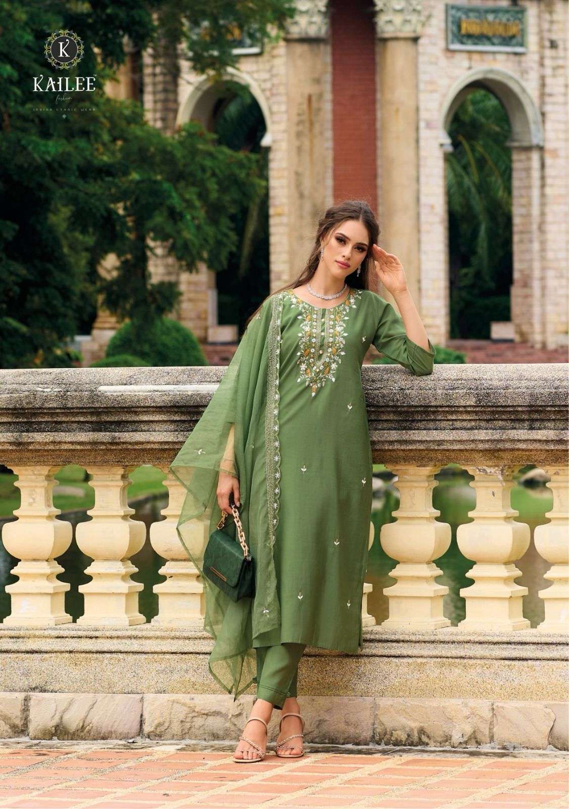 Kailee Ehassas Viscose Silk Embroidered Dress Materials Wholesaler in Surat
