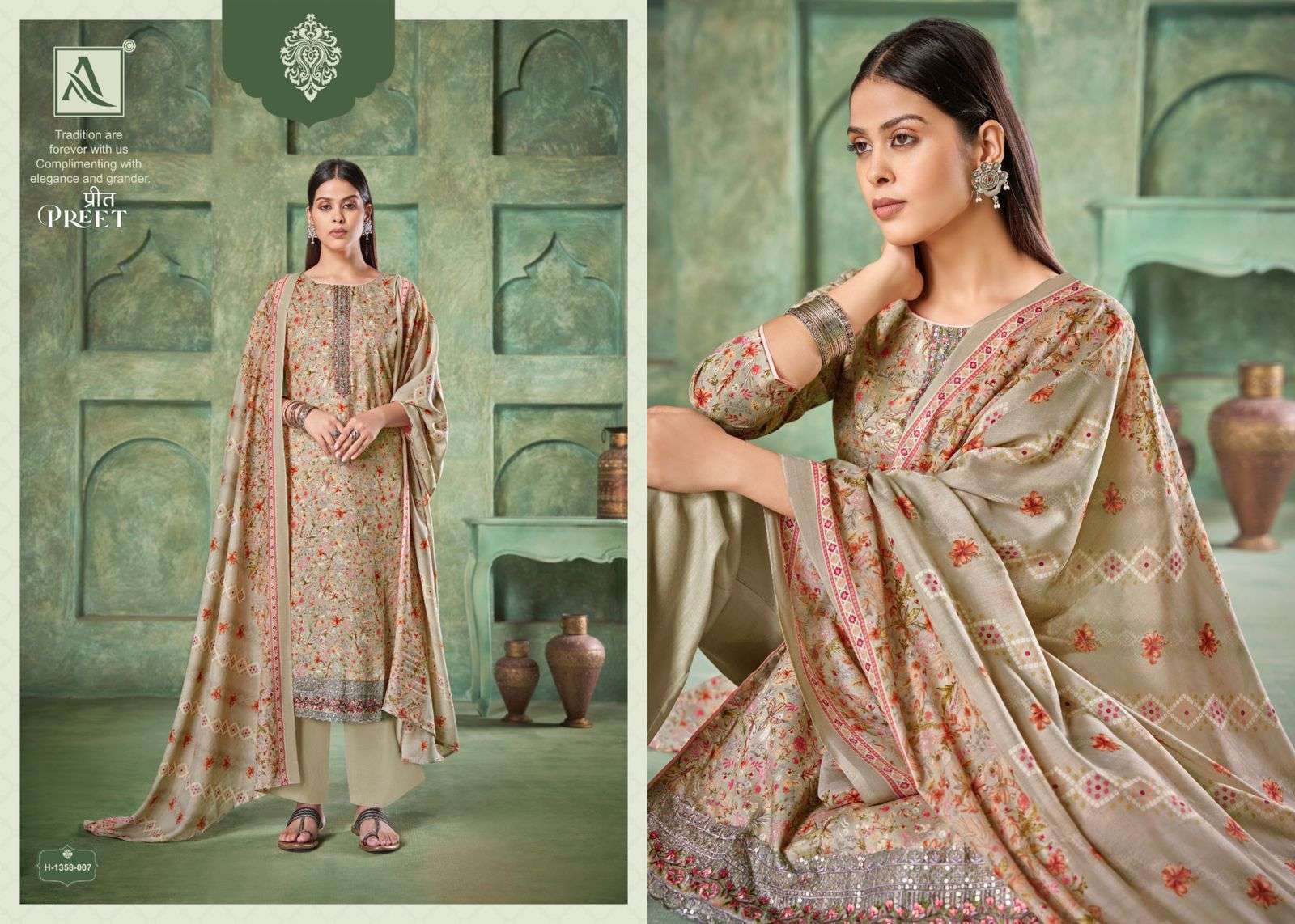 Alok Preet Cotton Floral Printed Dress Material Wholesaler of Dress material in Surat