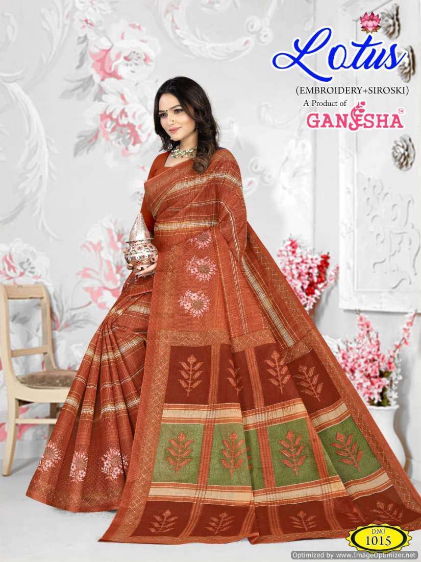 Ganesha Lotus – Embroidery Saree - Wholesale Saree manufacturers in Surat