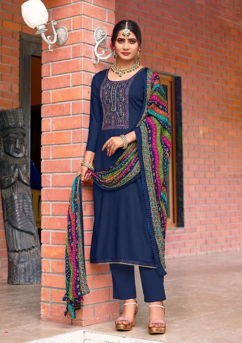 Levisha Nivisha Vol 8 Rayon Embroidred Dress Material Wholesale Dress material manufacturers in Surat