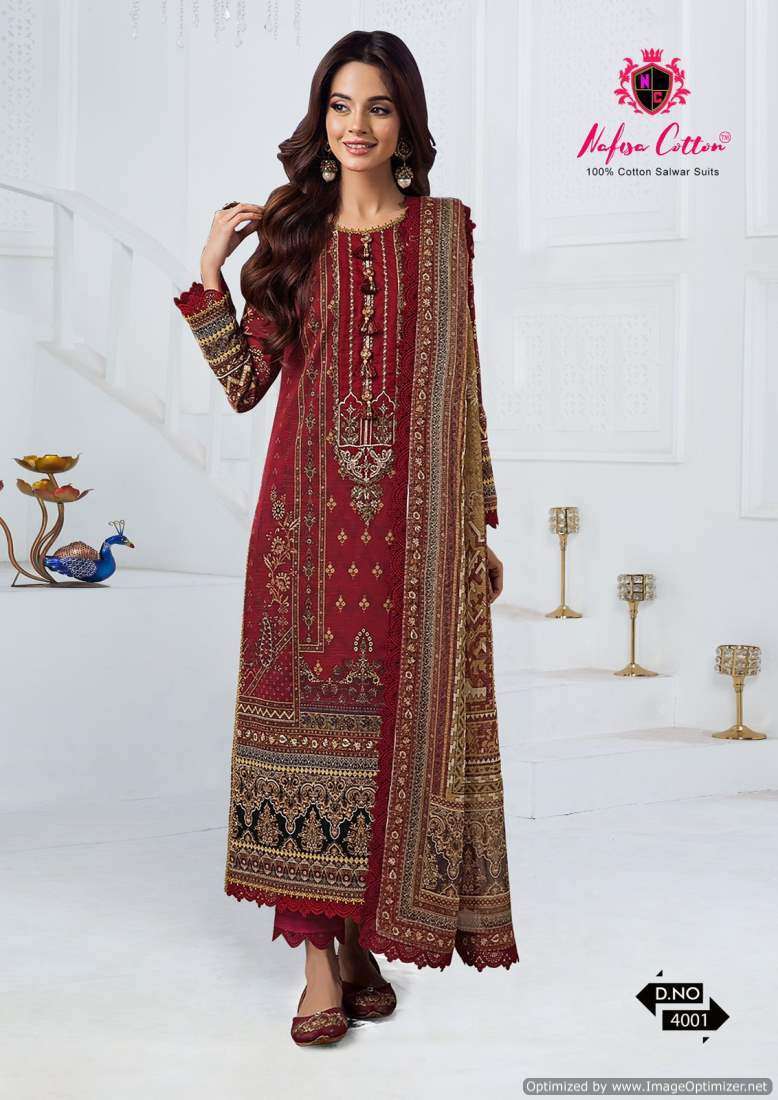 Nafisa Andaaz Vol 4 Karachi Soft Cotton Dress Material Wholesaler in Surat