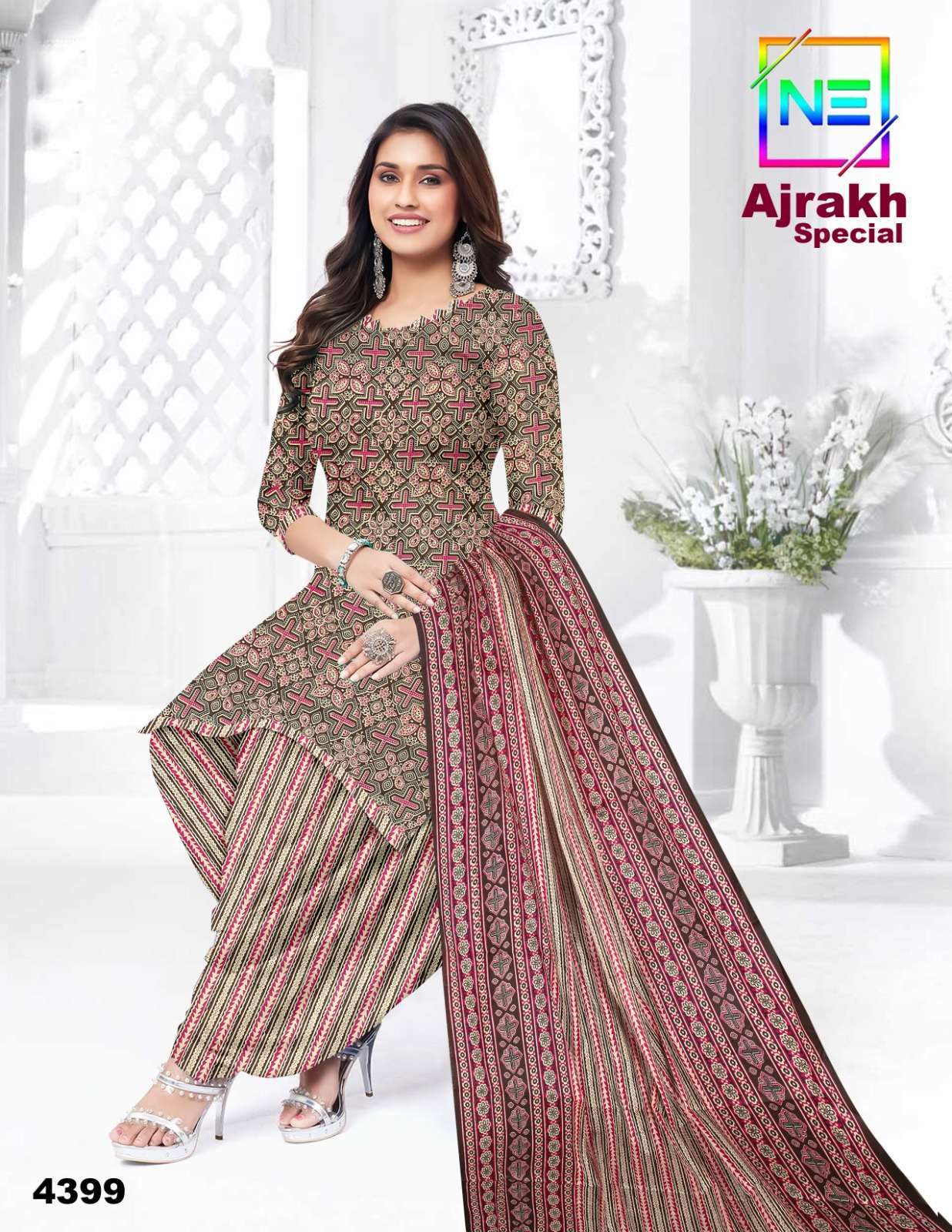 Nemi Ajarakh Heavy Lawn Cotton Dress Material Wholesale India