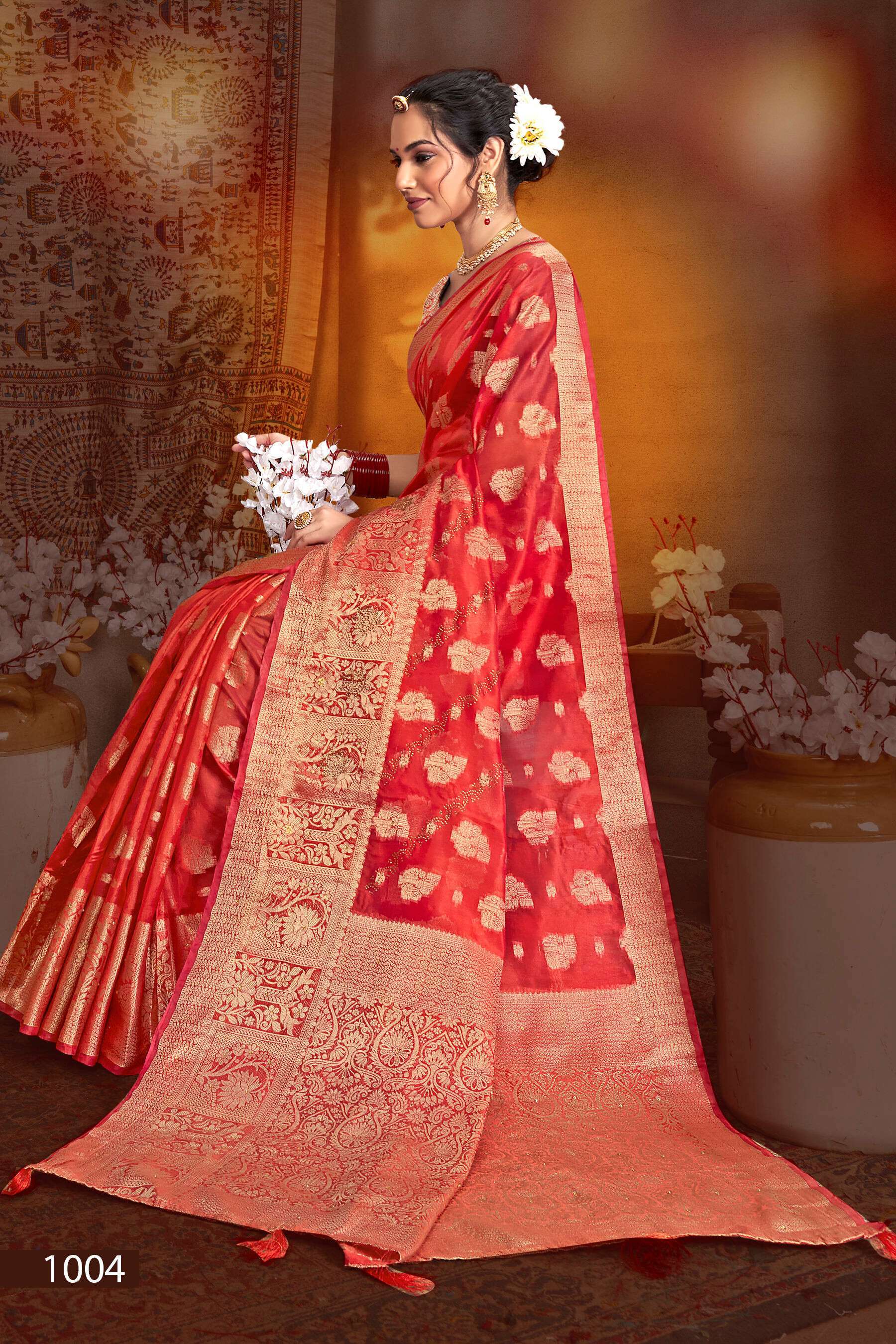 Saroj  Monika Vol - 12 Soft organza silk with haevy swarovski Saree Wholesale Saree manufacturers in Surat