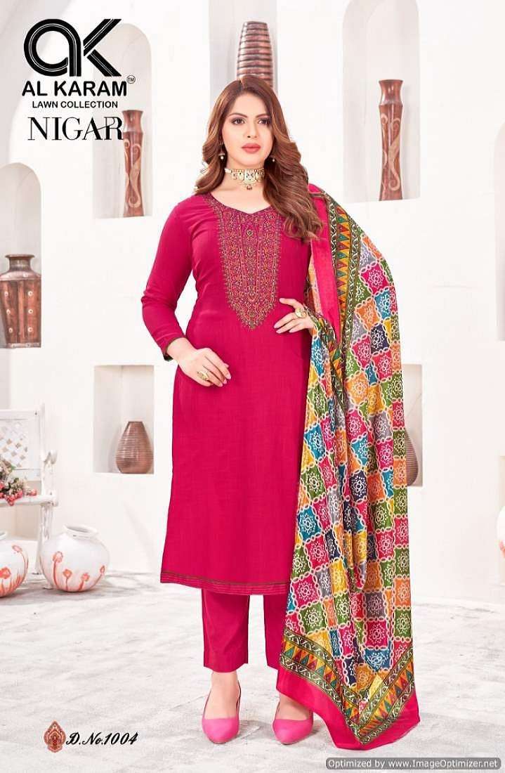 Al Karam Nigar Vol 1 Rayon Embroidery Dress Material Wholesale Dress material manufacturers in Surat