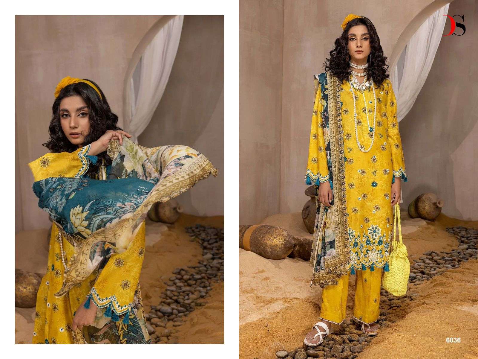 Deepsy Adans Print Kari Lawn 2024 Cotton Dupatta Pakistani Suit Wholesale 