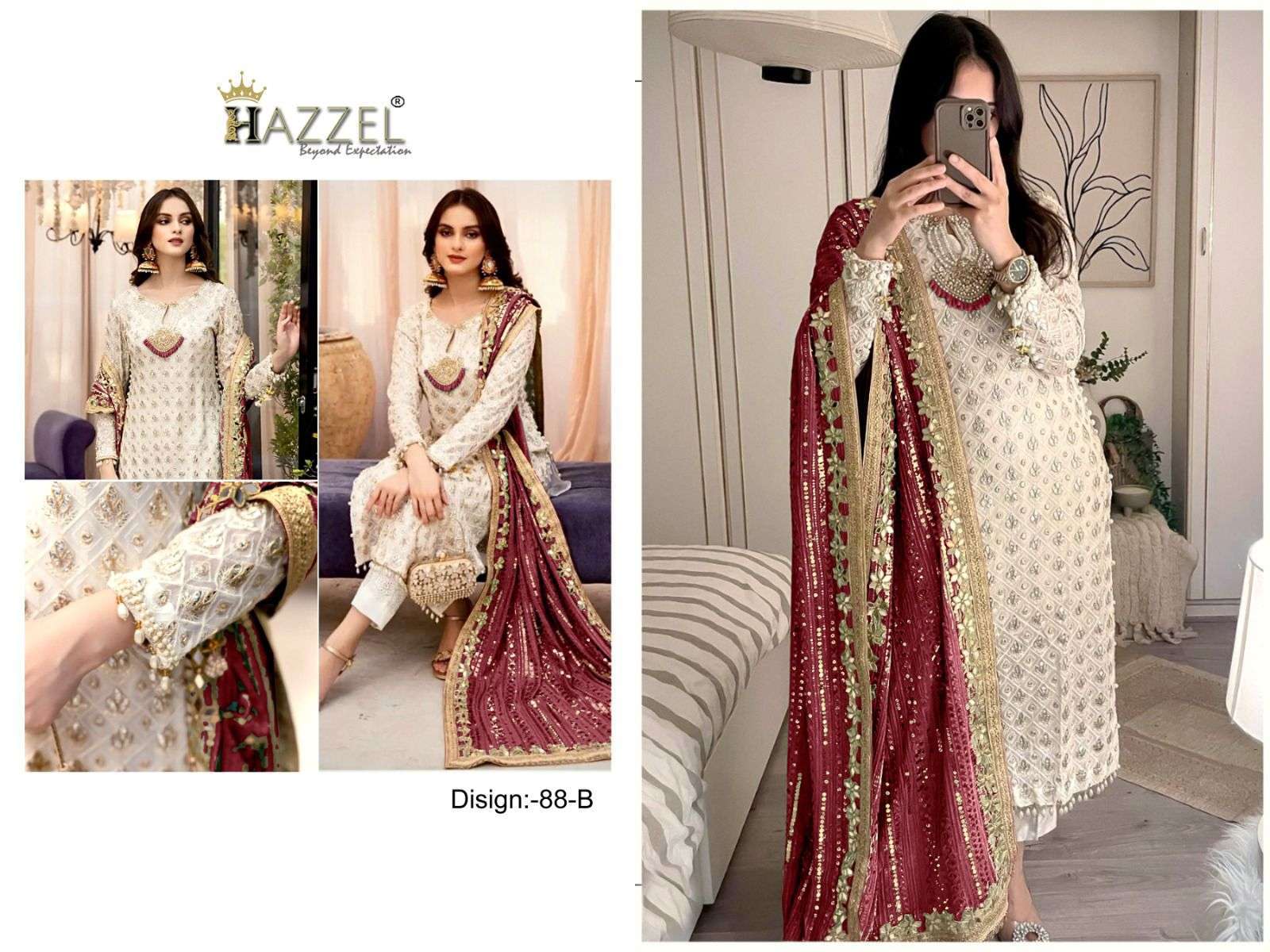 Hazzel 88 A To F Georgette Pakistani Suits Wholesale Pakistani Suits manufacturers in Surat