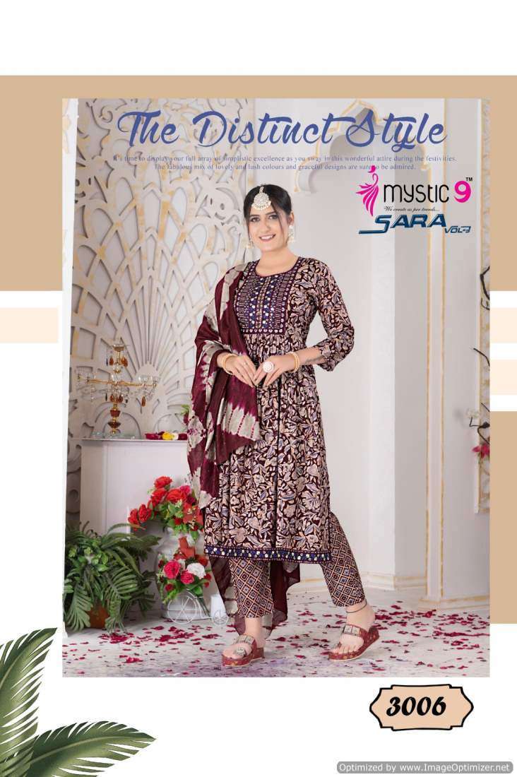 Mystic 9 Sara Vol-3 – Nyra Cut Kurti Pant With Dupatta - Wholesale Kurti manufacturers in Surat