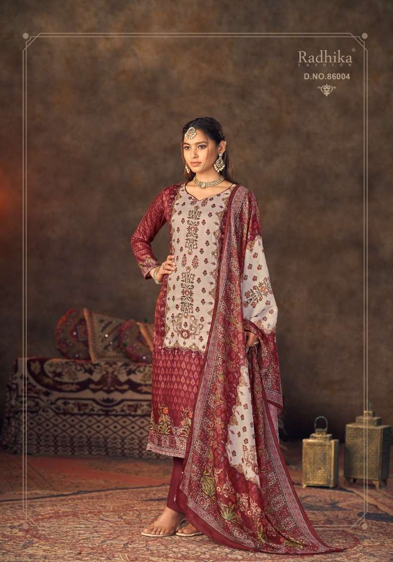 Radhika Azara Nagma Rayon Digital Printed Dress Material Wholesale Dress material manufacturers in Surat