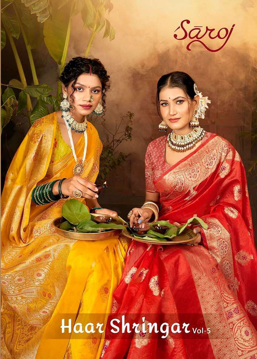 Saroj Haar Shringar vol.5 Premium cxc bright organza silk in bright matching Saree Wholesale Saree India