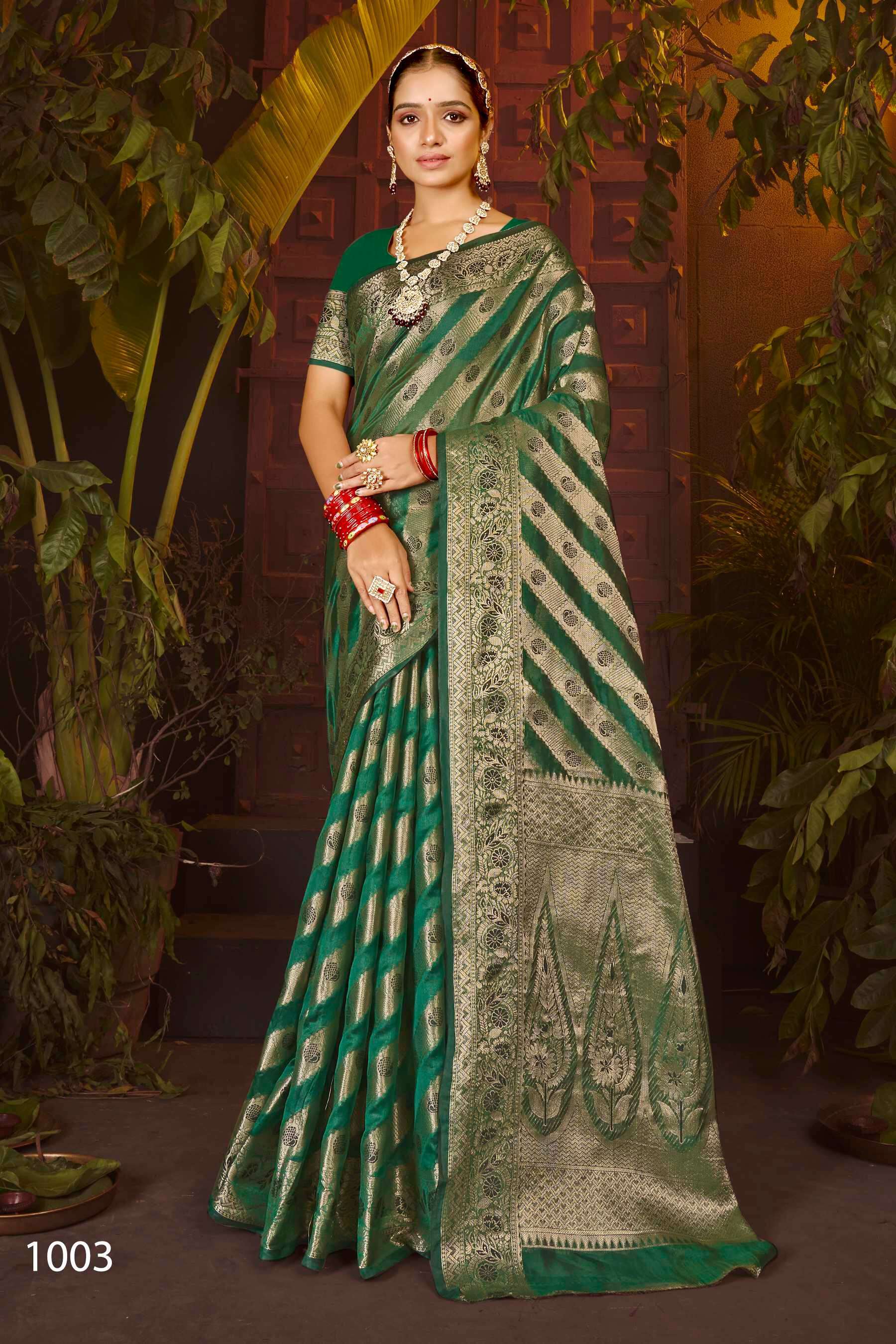 Saroj Haar Shringar vol.7 Premium cxc bright organza silk in bright matching Saree Wholesale Branded Saree manufacturers in Surat