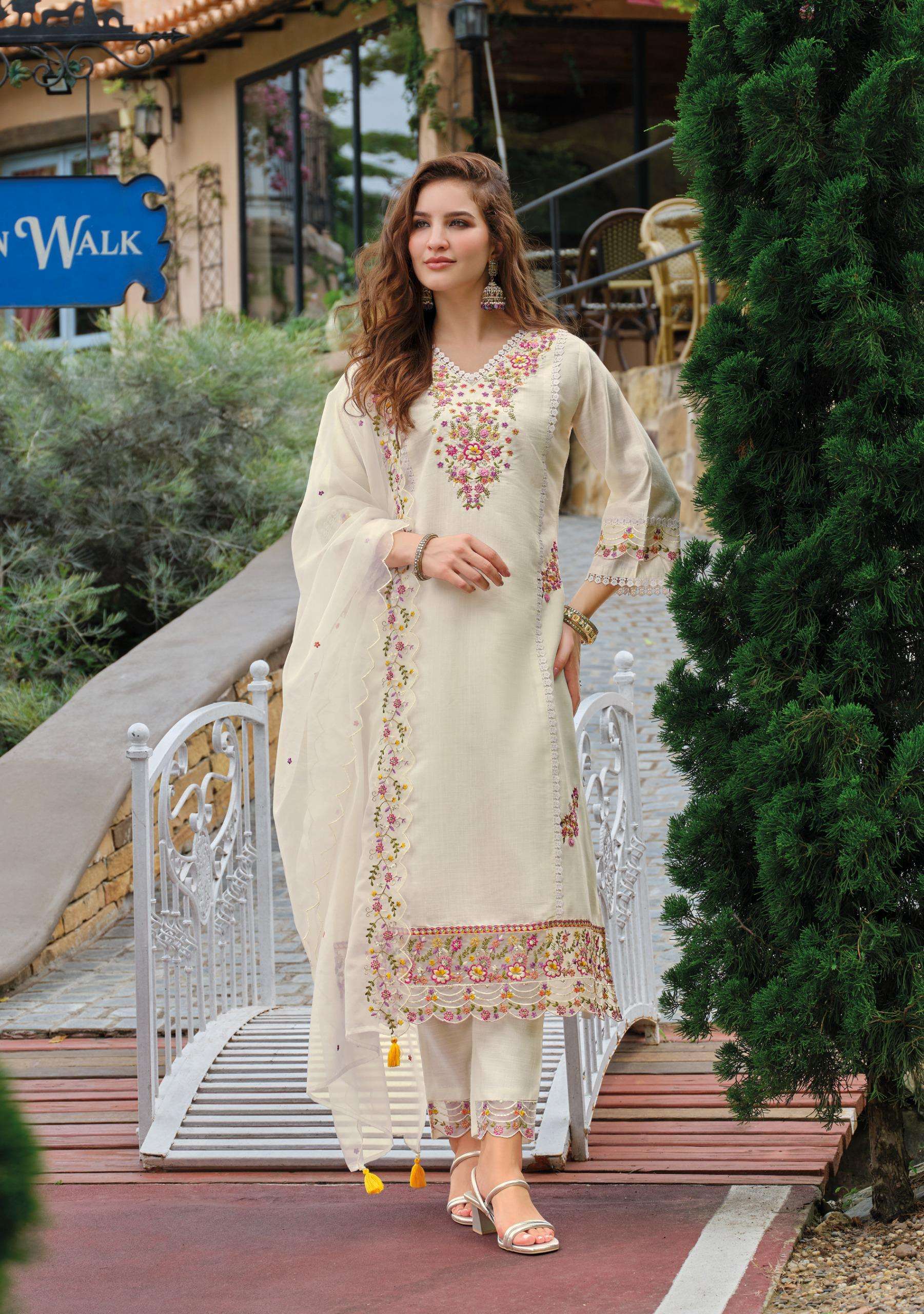 Lady Leela Shiddat Vol 5 indian kurti white