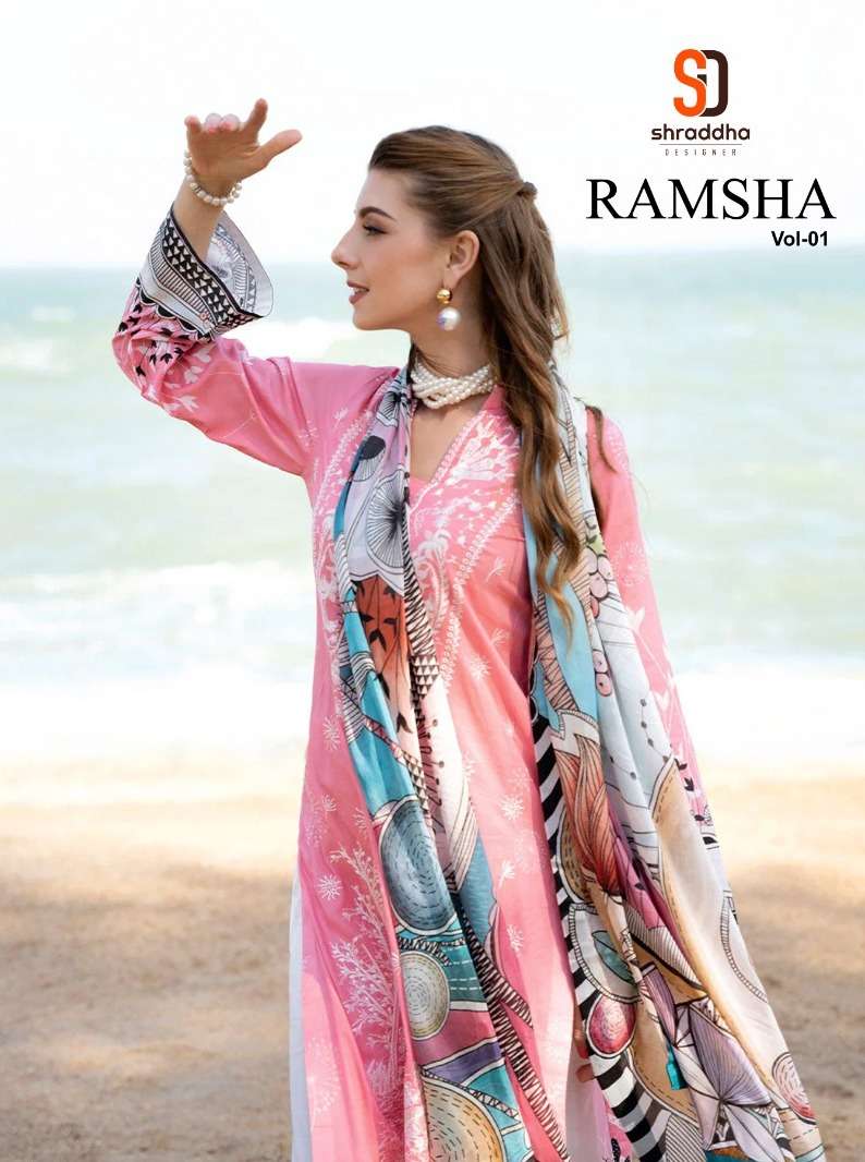 Shraddha Designer Ramsha Vol 1 Cotton Dupatta online pakistani suits wholesale