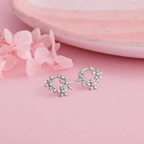 Nitya Flower Wreath Stud Earrings navratna jewellery silver