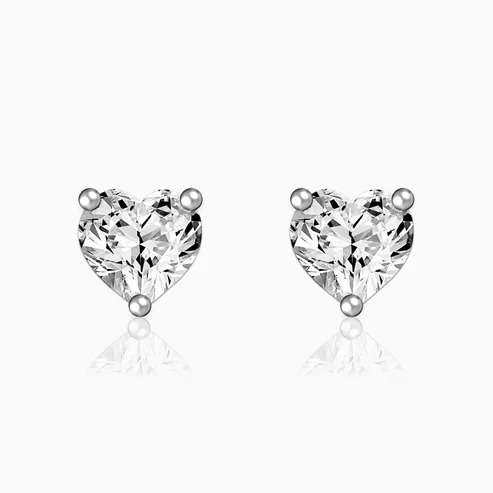 Nitya Solitaire Heart Studs near me silver jewellery shop