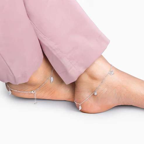 Nitya Zircon Charm Anklet nakshatra jewellery online shopping silver