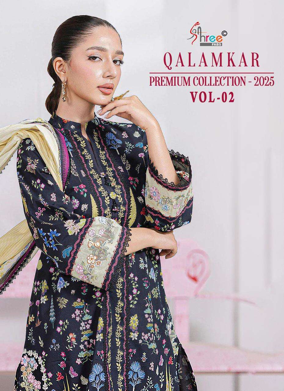 Shree fabs Qalamkar premium collection 25 vol 2 catalog Cotton Dupatta pakistani suits exhibition in chandigarh 2025