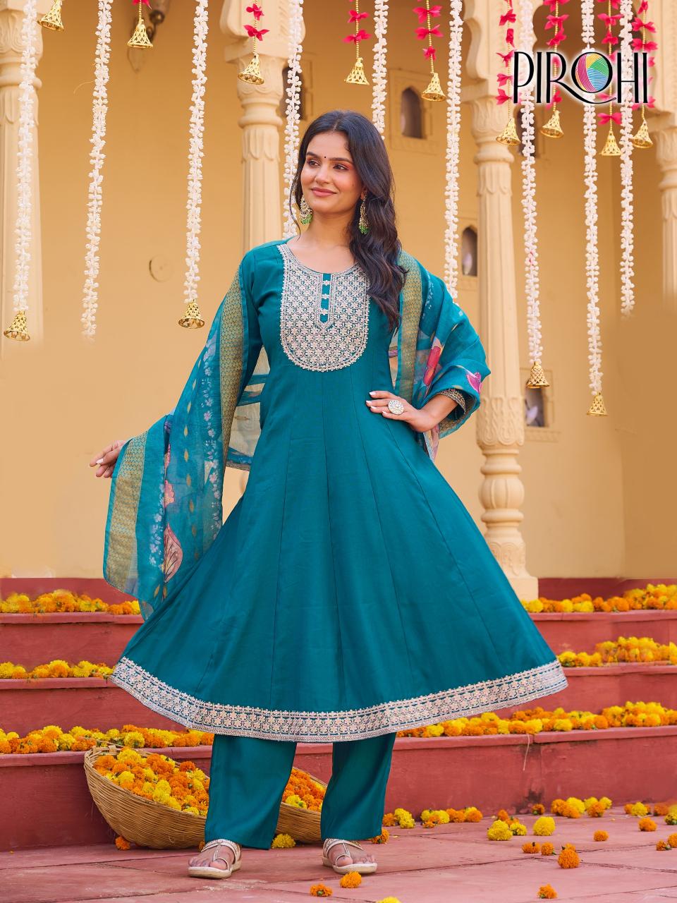 Pirohi Anarkali catalog branded kurti wholesale - Sanvari Fashion