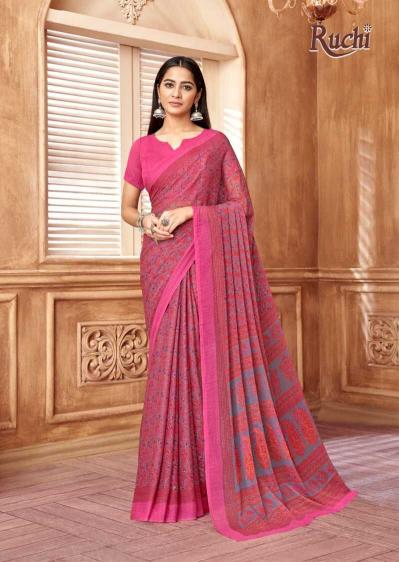 Ruchi Star Chiffon 178 catalog pure chiffon sarees wholesale surat - Sanvari Fashion