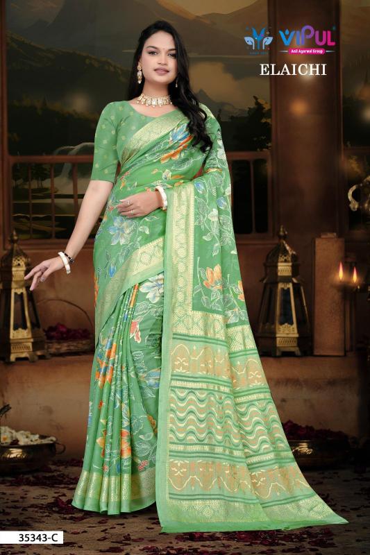 Vipul Elaichi 35343 A To D catalog brasso saree cheap rate surat - Sanvari Fashion