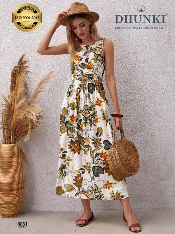Dhunki 8851 catalog Western Gown attractive print - Sanvari Fashion