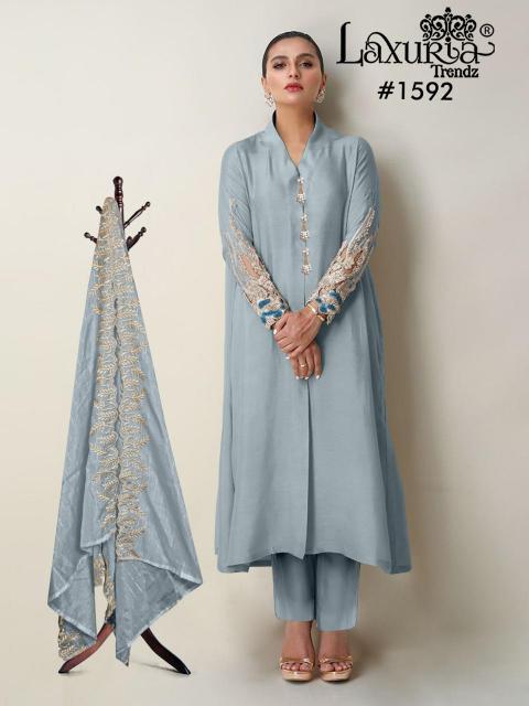 Luxuria Trendz 1592 catalog satin pakistani dress - Sanvari Fashion