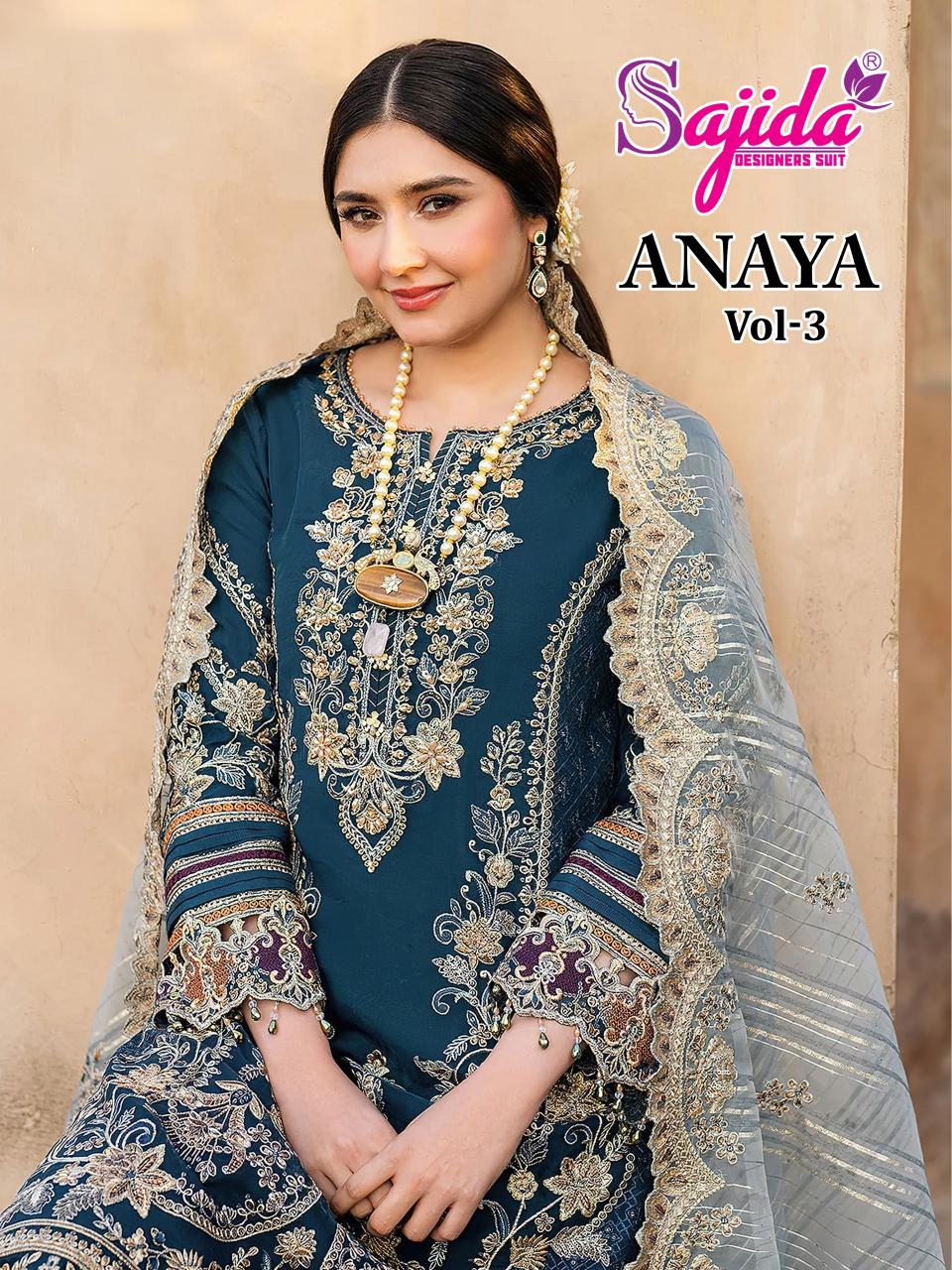 Sajida Anaya vol 3 catalog pakistani suits for ladies  - Sanvari Fashion