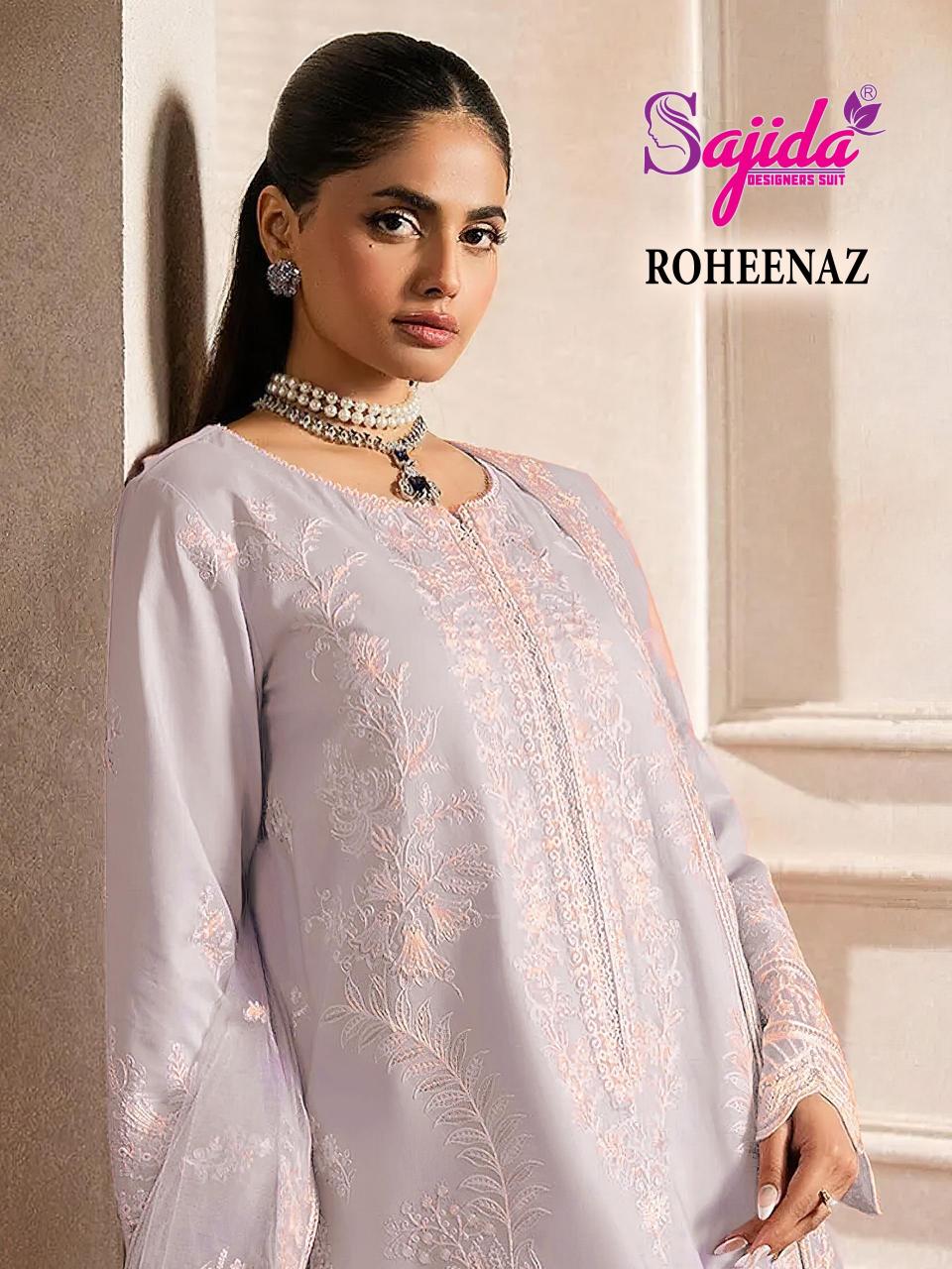 Sajida Roheenaz catalog georette pakistani copy suits - Sanvari Fashion