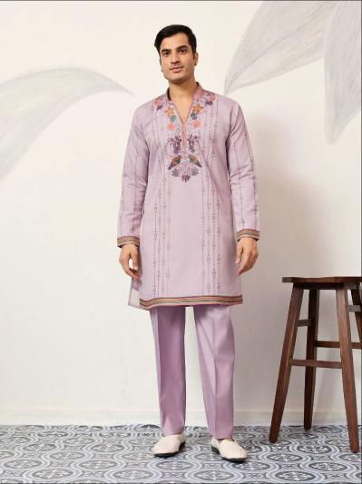 Shubhvastra V Neck Viraasat catalog mens kurta pajama wholesale surat - Sanvari Fashion