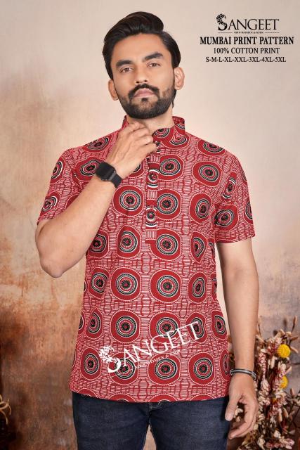 Sangeet Mumbai Print Pattern Vol 2 0.2 catalog Cotton Casual mens shirt online - Sanvari Fashion