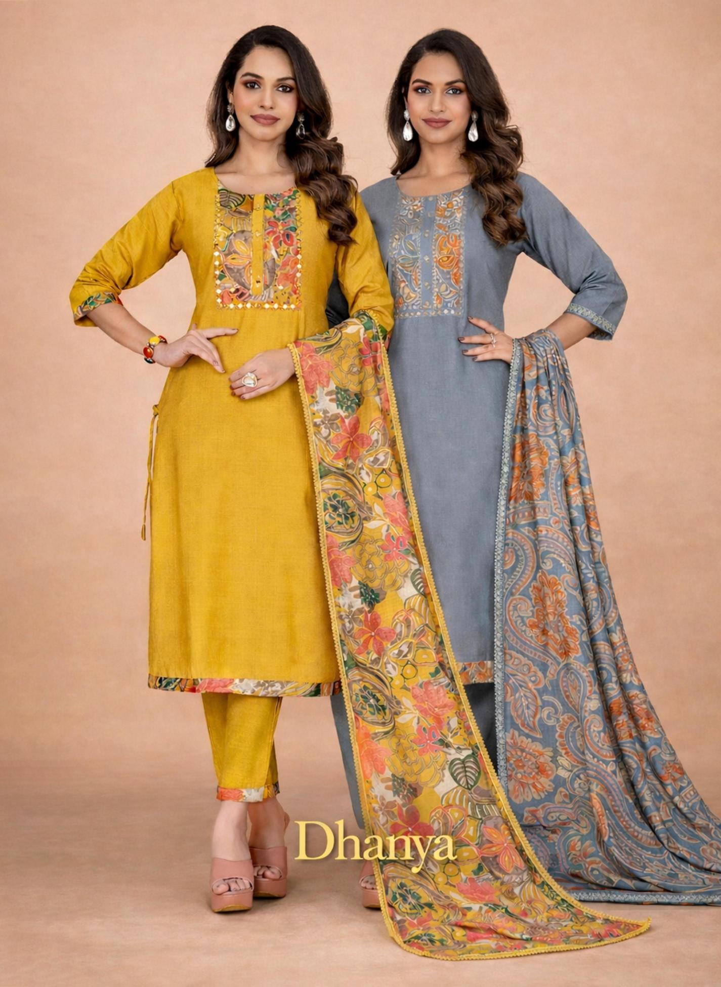 Surili - Dhanya Cotton Digital Print  Kurta Pant With Dupatta Set Traditional Wear - Sanvari Fashion
