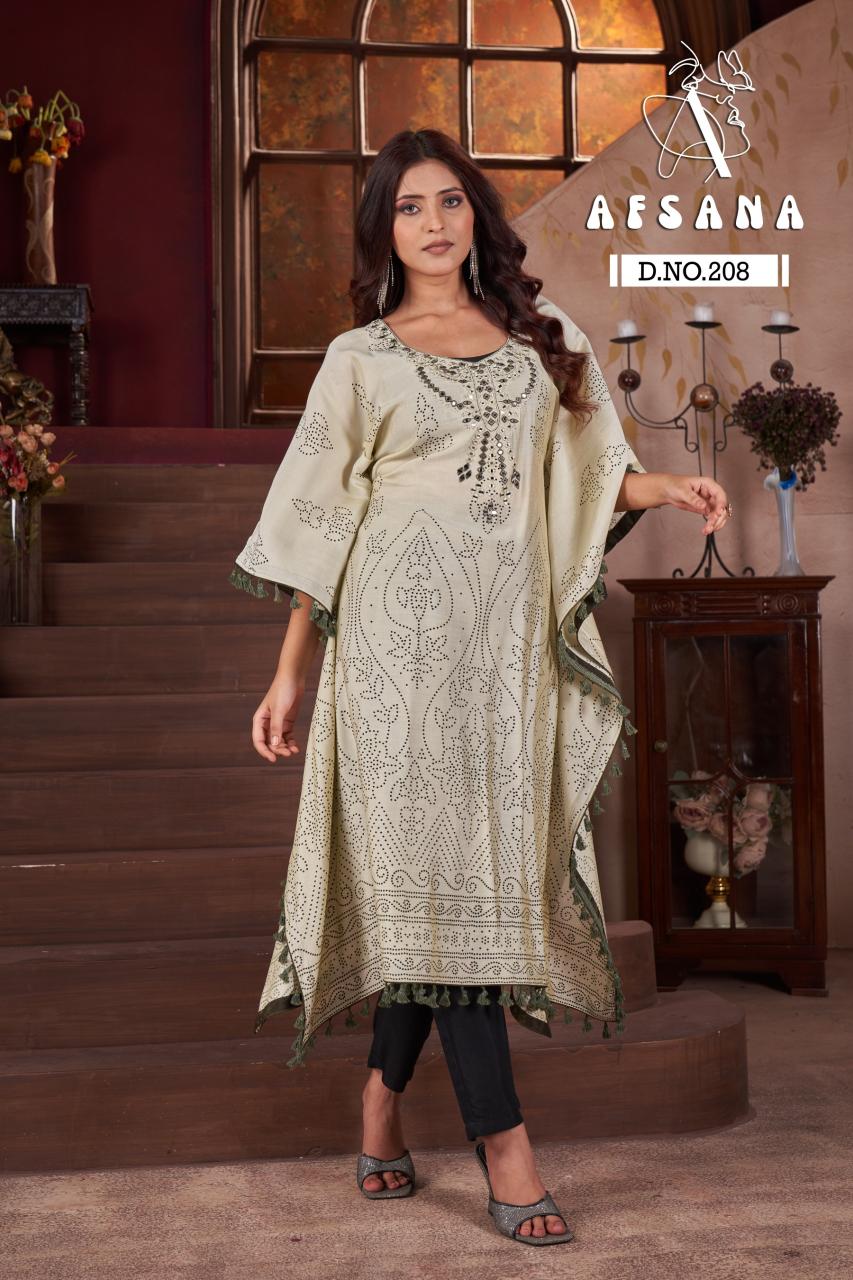 Afsana 208 catalog bulk kurtis wholesale - Sanvari Fashion